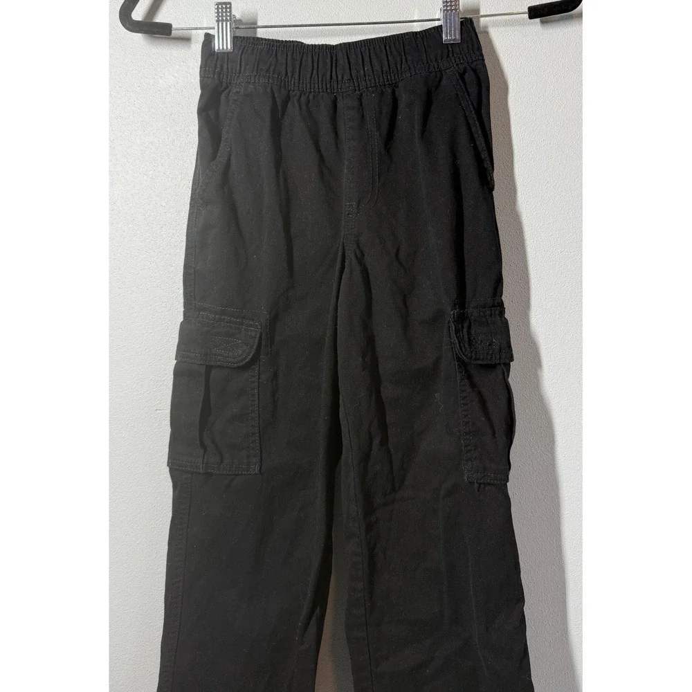 The Childrens Place Boys Cargo Pants 10 Slim Black Adjustable Waist Pockets